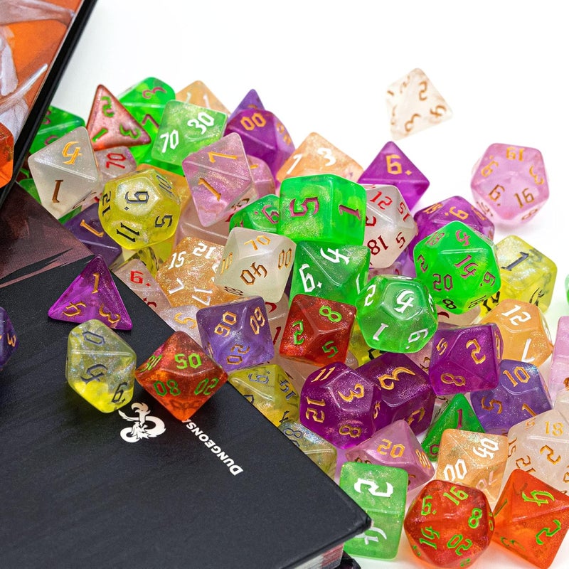 Poludie 10 Sets DND Dice Polyhedral Dice Set (70pcs) with 2 Leather Bag, D&D Die Set for Dungeons and Dragons, RPG Table Games(10Sets/70Pcs) - Image 2